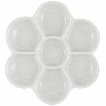 Picture of Creative Mark Glazed Flower Paint Palette - White Porcelain Watercolor Paint Tray for Watercolors, Gouache, Color-Mixing, & Everyday Studio Use - 4¾" inch Diameter