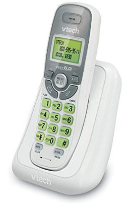 Picture of VTech CS6114 DECT 6.0 Cordless Phone with Caller ID/Call Waiting, White/Grey with 1 Handset