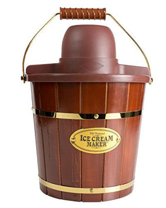Picture of Nostalgia Electric Bucket Ice Cream Maker With Easy-Carry Handle, Makes 4-Quarts in Minutes, Frozen Yogurt, Gelato, Made From Real Wood
