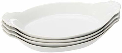 Picture of HIC Harold Import Co. Kitchen Oval Au Gratin Baking Dish Set, Fine White Porcelain, 10-Inch, Set of 4