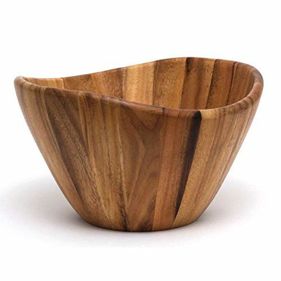 Picture of Lipper International Acacia Wave Serving Bowl for Fruits or Salads, Large, 12" Diameter x 7" Height, Single Bowl