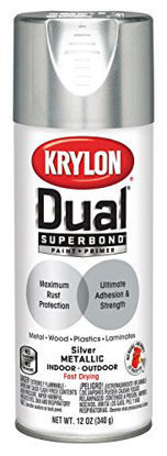 Picture of Krylon K08846007 'Dual' Superbond Paint and Primer Metallic Finish, Silver, 12 Ounce