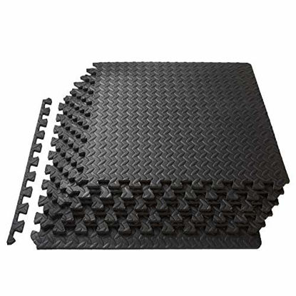 Picture of ProSource fs-1908-pzzl Puzzle Exercise Mat EVA Foam Interlocking Tiles (Black, 24 Square Feet)