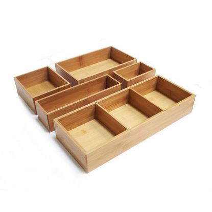 Picture of Seville Classics Box Utensil & Kitchen Tool Holder Storage Organizer, 5 pc/w Dividers, Bamboo