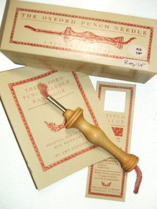 Picture of Oxford Wood Punch Needle Rug Hooking Tool #10 1/4" Regular w/ Box Booklet
