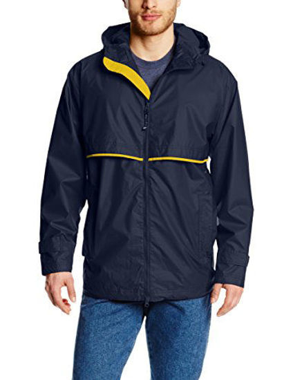 Picture of Charles River Apparel Men's New Englander Waterproof Rain Jacket (Reg & Ext Sizes), True Navy/Yellow, XXL