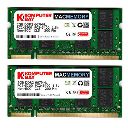 Picture of Komputerbay MACMEMORY Apple 4GB Kit (2X 2GB Modules) PC2-5300 667MHz DDR2 SODIMM iMac and MacBook Memory