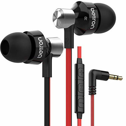 Picture of Betron DC950HI Earbuds with Microphone and Volume Control, Noise Isolating Earphone Tips, Wired in Ear Headphones, Black