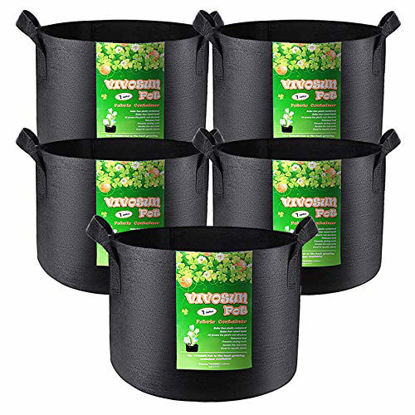 Picture of VIVOSUN 5-Pack 3 Gallon Plant Grow Bags, Premium Series Thichkened Non-Woven Aeration Fabric Pots w/Handles - Reinforced Weight Capacity & Extremely Durable (Black)