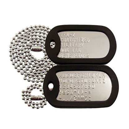 Picture of Customized Military Dog Tags - Stainless Steel Dog Tags with Black Silencers
