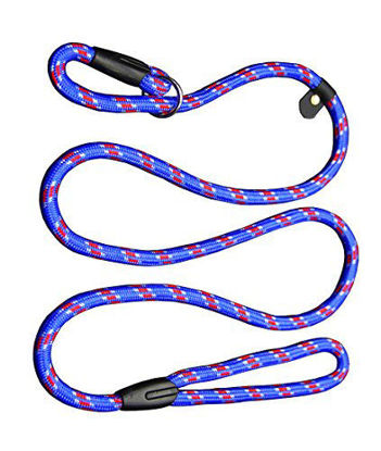 Picture of yueton Pet Dog Nylon Leash Rope Adjustable Loop Slip Lead (Blue)