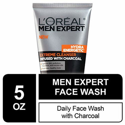 Picture of L'Oreal Men Expert Hydra Energetic Facial Cleanser with Charcoal for Daily Face Washing, Mens Face Wash, Beard and Skincare for Men, 5 fl. Oz