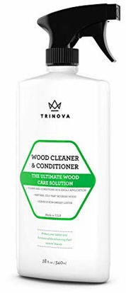 Picture of Wood Cleaner, Conditioner, Wax & Polish - Spray for Furniture & Cabinets - Removes Stains & Restores Shine - Wax & Oil Polisher - Works on Stained & Unfinished Surfaces - 18 OZ - TriNova