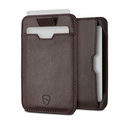 Picture of Vaultskin CHELSEA Slim Minimalist Leather Mens Wallet with RFID Blocking, Front Pocket Credit Card Holder (Brown)