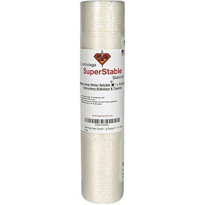 Picture of Wash-Away Water Soluble Stabilizer 9 inch x 10 Yard Roll. SuperStable Embroidery Stabilizer & Topping