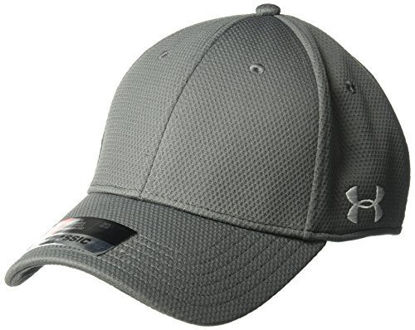 Picture of Under Armour Men's Curved Brim Stretch Fit Hat, Graphite (040)/White, Medium/Large
