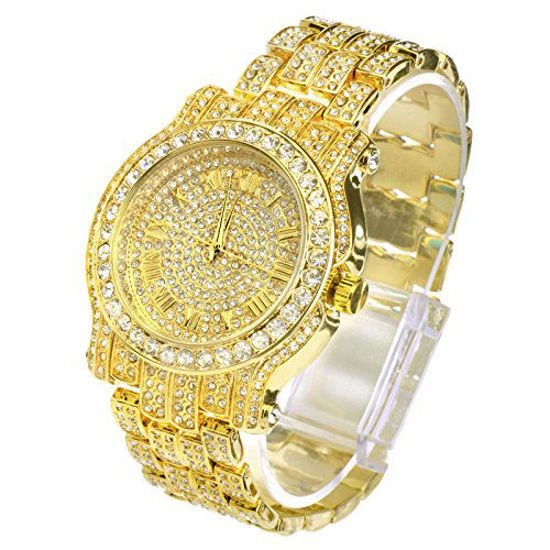GetUSCart Iced Out Watch Gold