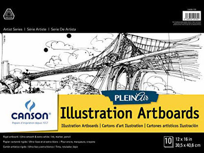 Picture of Canson Plein Air Illustration Smooth Art Board Pad for Ink, Markers and Pencils, 12 x 16 Inch, Set of 10 Boards