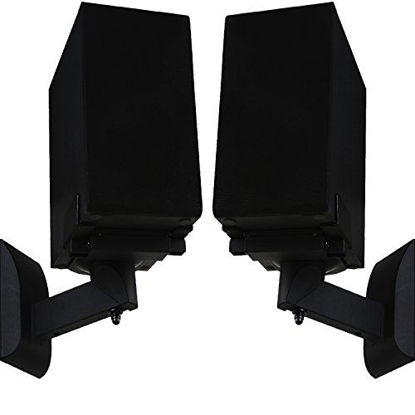 Picture of WALI Dual Side Clamping Bookshelf Speaker Wall Mounting Bracket for Large Surrounding Sound Speakers, Hold up to 55 lbs. (SWM201), Black