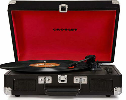 Picture of Crosley CR8005D-BK Cruiser Deluxe Vintage 3-Speed Bluetooth Suitcase Turntable, Black