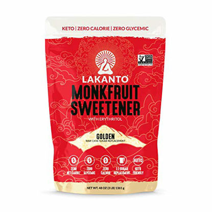 Picture of Lakanto Monkfruit Sweetener, 1:1 Sugar Substitute, Keto, Non-GMO (Golden - 3 lb)