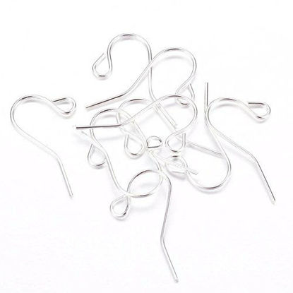 Picture of Silver Plated French Ear Wires Earring Hooks for Jewelry Making -Lead Nickel Free (21g, 20mm)