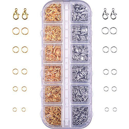 Picture of Outus 1104 Pieces Jewelry Findings Kit Lobsters Clasps and Jump Rings for Jewelry Making (Multicolor A)