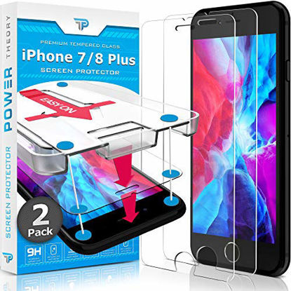 Picture of Power Theory Screen Protector for iPhone 8 Plus/iPhone 7 Plus Glass [2-Pack] with Easy Install Kit - Premium Tempered Glass for 7Plus & 8Plus