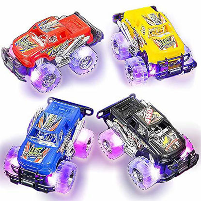 Picture of Light Up Monster Truck Set for Boys and Girls by ArtCreativity - Set Includes 2, 6 Inch Monster Trucks with Beautiful Flashing LED Tires - Push n Go Toy Cars Best Gift for Kids - for Ages 3+