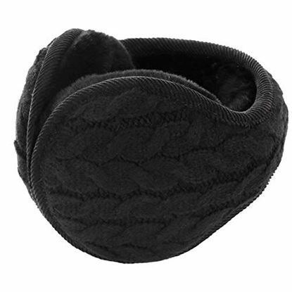 Surblue Unisex Warm Knit Cashmere Winter Pure Color Earmuffs with Fur Earwarmer Adjustable Wrap 