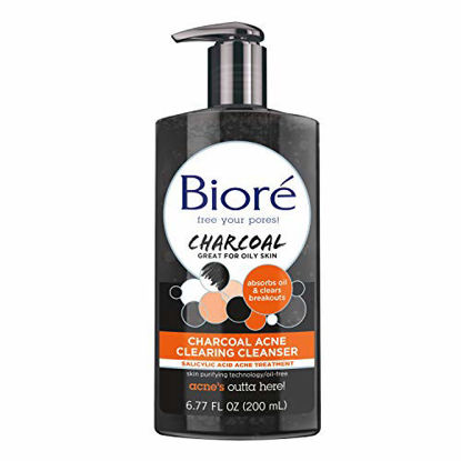 Picture of Bioré Charcoal Acne Clearing Face Wash, 1percent Salicylic Acid Acne Treatment, Helps Prevent Breakouts, Oil Absorption and Control for Acne Prone, Oily Skin, 6.77 Ounce