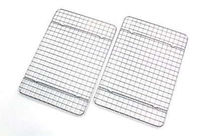 Picture of Checkered Chef Cooling Racks For Baking - Quarter Size - Stainless Steel Cooling Rack/Baking Rack Set of 2 - Oven Safe Wire Racks Fit Quarter Sheet Pan - Small Grid Perfect To Cool and Bake