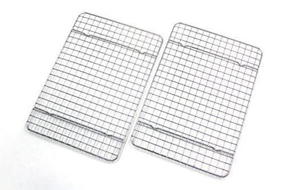 Picture of Checkered Chef Cooling Racks For Baking - Quarter Size - Stainless Steel Cooling Rack/Baking Rack Set of 2 - Oven Safe Wire Racks Fit Quarter Sheet Pan - Small Grid Perfect To Cool and Bake