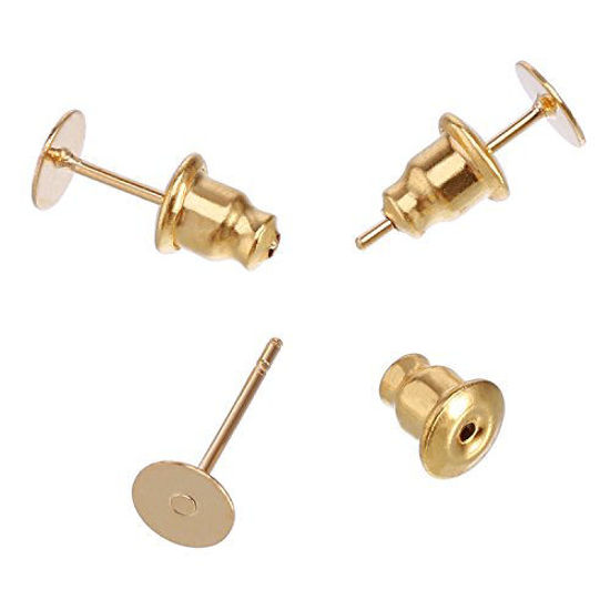 Barrel Clutch Earring Back, 2-Tone Gold and Surgical Steel (