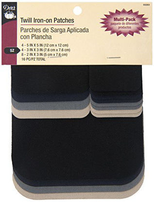 Picture of Dritz 55283 Patches, Iron-On, Twill, Assorted Sizes & Colors (16-Count)