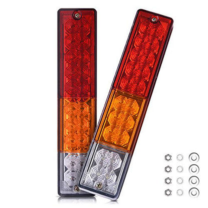 Picture of MICTUNING 20 LED Trailer Tail Lights Bar Waterproof, DC12V Turn Signal and Parking Reverse Brake Running Lamp for Car Truck Red Amber White (2 Pack)