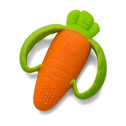 Picture of Infantino Lil' Nibble Teethers Carrot - Silicone Soft-Textured teether for Sensory Exploration and Teething Relief, with Easy to Hold Handles