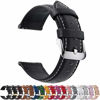 Picture of 12 Colors for Quick Release Leather Watch Band, Fullmosa Axus Genuine Leather Watch Strap, Black+silver buckle, 20MM