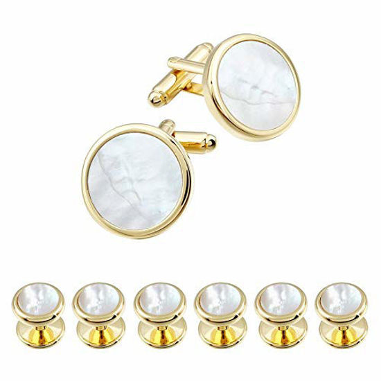 Silver and Gold Tone Cuff Links for Men Cufflink and Tuxedo Shirt Studs for Men HAWSON Cufflink for Men with Tuxedo Shirt Studs 