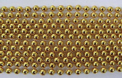 Picture of Mardi Gras Spot 33 inch 07mm Round Metallic Gold Mardi Gras Beads - 6 Dozen (72 necklaces)