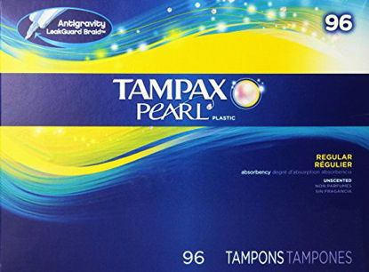 Picture of Tampax Pearl Regular Absorbency Unscented Tampons, 96 Count, Pack of 1
