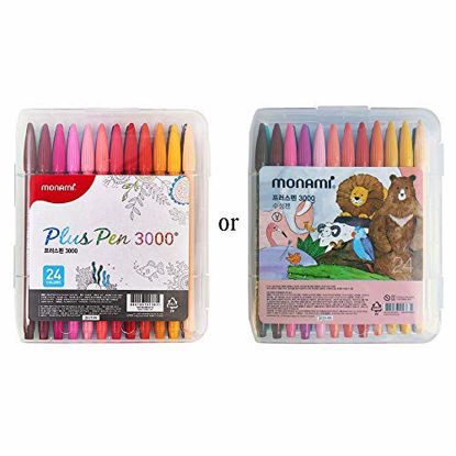 Picture of MONAMI Plus Pen 3000 Felt Tip Pens, Fine Point (0.4mm), Coloring/Drawing/Journaling, Assorted Colors, 24-Pack