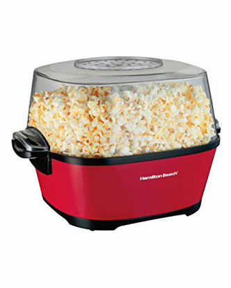 Picture of Hamilton Beach Electric Hot Oil Popcorn Popper, Healthy Snack Maker, 24 Cups, Red (73302)