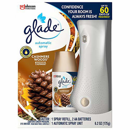 Picture of Glade Automatic Spray Refill and Holder Kit, Air Freshener for Home and Bathroom, Cashmere Woods, 6.2 Oz
