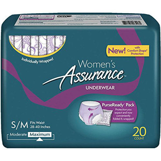 GetUSCart- Assurance for Women Maximum Absorbency Protective Underwear with  Comfort Shape, Small-Medium, 20-Count