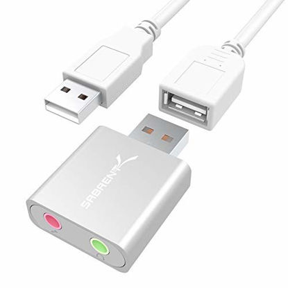 Picture of Sabrent Aluminum USB External Stereo Sound Adapter for Windows and Mac. Plug and Play No Drivers Needed. [Silver] (AU-EMAC)