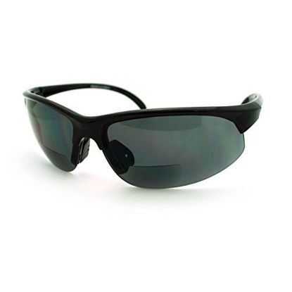 Picture of Mens Sunglasses with Bifocal Reading Lens Half Rim Sports Fashion (Black, 1.5)