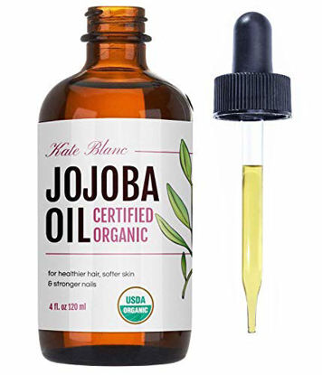 Picture of Jojoba Oil, USDA Certified Organic, 100% Pure, Cold Pressed, Unrefined. Revitalizes Hair & Gives Skin a Radiant Youthful Look. Effective Treatment for Face, Lips, Cuticles, Stretch Marks. (4 oz)