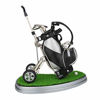 Picture of Mini desktop golf bag pen holder with lawn base and golf pens 5-piece set of golf souvenir Tour souvenir novelty gift Idea Golf Golfing (silver and black)