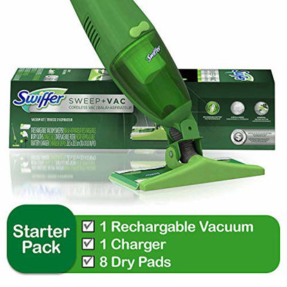 Picture of Swiffer Sweep and Vac Vacuum Cleaner for Floor Cleaning, Includes: 1 Rechargable Vacuum, 8 Dry Pads, 1 Charger